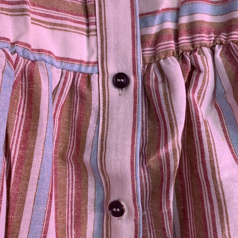 Cream Multicolor Stripe Crisscross Back Button Strap Dress NEW - Picture 8 of 16